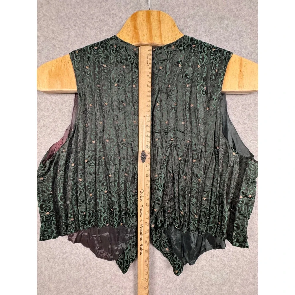 Brocade Vest Mens XL Green Black Damask Victorian Goth Waistcoat